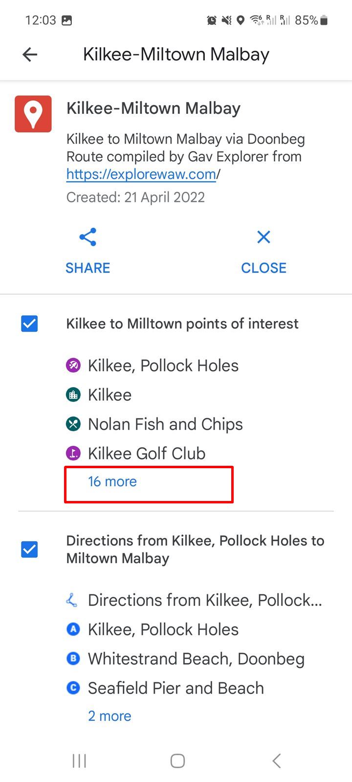 waw google route map